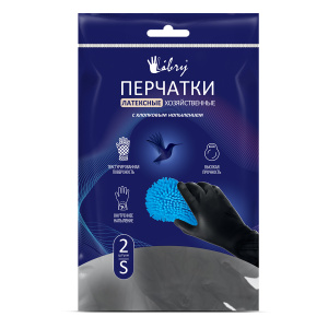 Перчатки  хоз. латексные 50 гр.с х/б напылением ЧЕРНЫЕ XL "Libry"/12пар*20уп/ (240пар*кор)KHLBL004HB