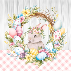 Салфетка 3-сл. 33*33  20л Art Bouquet  Пасхальный венок с кроликом  /12 пач*кор