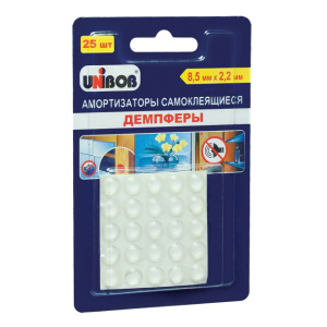 Амортизаторы самоклеющиеся (демпферы) UNIBOB 8,5мм*2,2мм прозр. /25шт. в кор./ К49770/