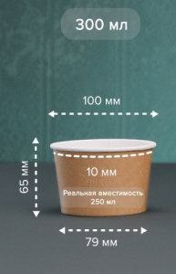 Миска  бумаж OSQ Round Bowl  300мл, крафт/бел d=100 (/600 шт./кор.)кр 39502,38907,7837