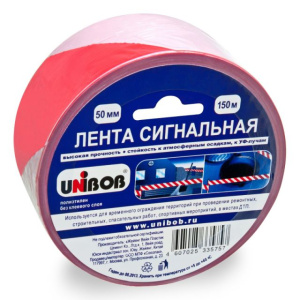 Сигнальная лента 50 х 150 м красно-белый /36шт*кор/ UNIBOB К39295