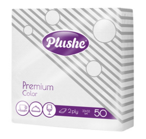 Салфетка 2-сл. 33*33 50л "Plushe" premium carre Белая рамочное /16 пач*уп/16782