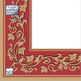 Салфетка 3-сл. 33*33  20л Bouquet  Золотые узоры бордовый фон/12пач*кор/57411