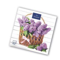 Салфетка 3-сл. 33*33  20л Bouquet  Корзина с сиренью /12пач*кор/25571