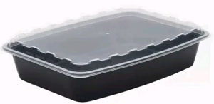 1267Ч 1300 мл Контейнер /250x168x50mm/прям.черный с прозрачной кр. XL/ВЗЛП/100шт*кор