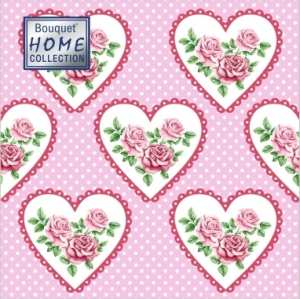 Салфетка 3-сл. 33*33  20л Bouquet Home Collection Classic  Сердечки и розочки /12пач*кор/25341 НОВИН