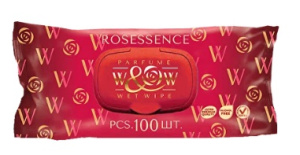 Влажные салфетки  100шт W&W Rosessence/с клапаном/10 шт*кор/WRS-100