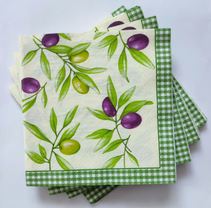 Салфетка 3-сл. 33*33  20л Art Bouquet Оливки /12пач*кор/57279