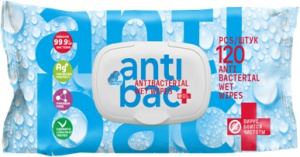 Влажные салфетки  120шт Antibac с ионом серебра/с клапаном/10 шт*кор/АБ-1