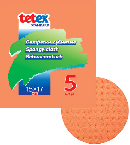 Салфетка для уборки Целлюлоза "TETEX" 15х17см/5шт*уп/35уп*меш/02-04-0165