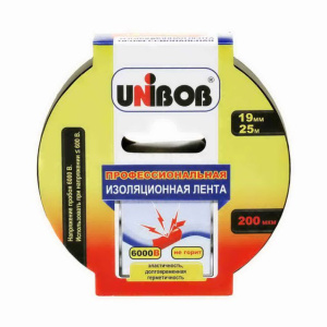 Лента электроизоляционная  ПРОФЕССИОНАЛЬНАЯ 19мм*25м черная   UNIBOB /60шт*кор/ К59495