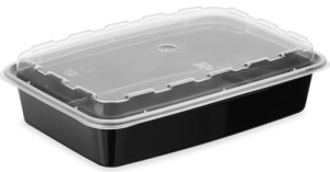 1261Ч 830 мл Контейнер /211x146x51mm/прям.черный с прозрачной кр./150 шт в кор/
