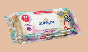 Влажные салфетки  72шт."SUNLIGHT BABY ECO"  Мишка  КЛАПАН /24 шт*кор/032535
