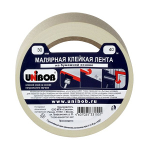 Клейкая лента малярная  30 х 40м (инд.упак.) /60шт*кор/  UNIBOB  К 37961