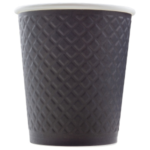 Стакан бумаж. 250мл 2-х сл.  Waffle для гор/нап. Черный  (25шт/ 500шт*кор)  d=80 мм/ Формация