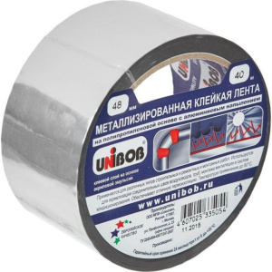 Клейкая лента металлизированная 48 х 40м втулка 76 /6шт*уп/ 36шт*кор/UNIBOB 25234