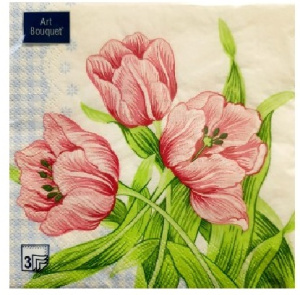 Салфетка 3-сл. 33*33  20л Art Bouquet Три тюльпана /12пач*кор/57264