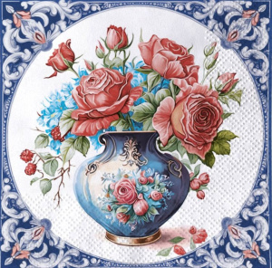 Салфетка 3-сл. 33*33  20л Bouquet Home Collection Classic  Ваза с розами/12 пач*кор/25578/НОВИНКА