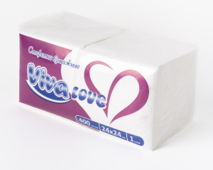 Салфетка 1-сл  24*24  400л  "Viva love"  белая /7 пач*уп