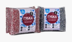 Губка кух. со стальной нитью "Краски серебра" /губка в сеточке/3 шт*пач/24 пач*уп/МГП-005