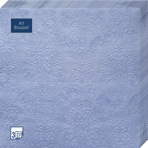 Салфетка 3-сл. 33*33  16л Bouquet   Барокко  голубой с перламутром /12уп*кор/57222