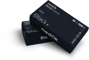 Перчатки нитриловые неопудр. Черные  XL/100шт* 10уп/1000/ MediOk BLACK+ 3,5гр /22% 112 кор/пл