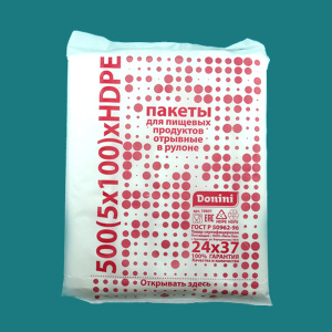 на СТОПЕ!!! Пакет фасовоч. в роликах 24х37см (7мкм/1,1гр) "Donini 100" (5рул*пачка/80_м/к) /АХ