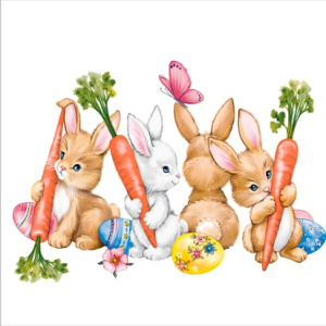 Салфетка 3-сл. 33*33  20л Art Bouquet  Веселые крольчата /12пач*кор