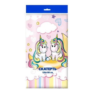 Скатерть полиэтил. 120*180 (35) Пастила/единороги/ (Интерпак) /50