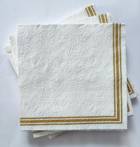 Салфетка 3-сл. 33*33  16л Bouquet   Барокко  рамка золотая/12уп*кор/37871