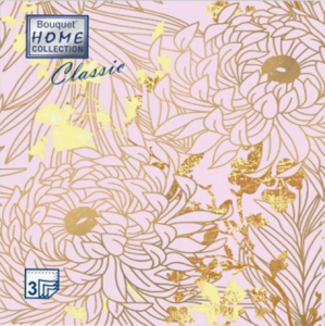 РАСПРОДАЖА Салфетка 3-сл. 33*33 20л Bouquet Home Collection Classic Золотые цветы на сирен/12/57758