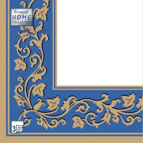 Салфетка 3-сл. 33*33  20л Bouquet  Золотые узоры синий фон/12пач*кор/57413