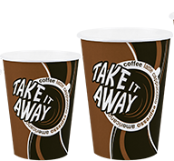 Стакан бумаж. 350мл Coffee take away (50шт*20уп/1000шт/кор) ЛигаПак d=90мм (крышка 21539, 17428)