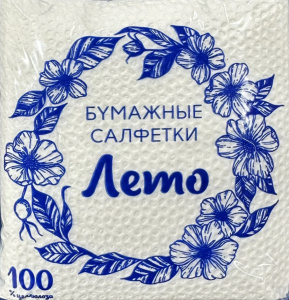 Салфетка 1-сл. 24х24   75   Лето   белая /20 пач*уп