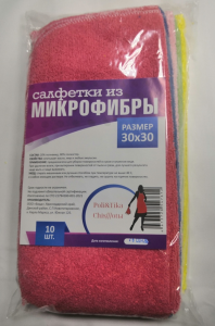 Салфетка для уборки "Микрофибра" "Poli&Tika Chis" /30см*30см/ (10шт в пач/20 пач*уп)