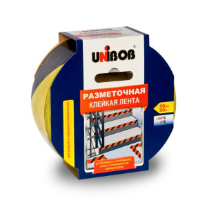 Лента клейкая разметочная 50 х 50 желто-черная   /24шт*кор/ UNIBOB К48905  Заказная