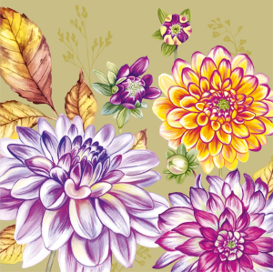 Салфетка 3-сл. 33*33  20л Bouquet Home Collection Classic  Георгины  /12пач*кор/25337
