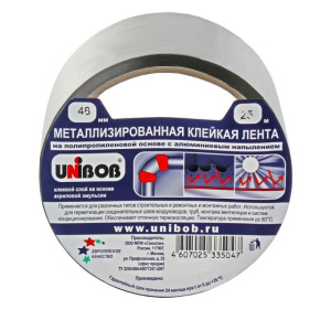 Клейкая лента металлизированная 48 х 25м (инд.упак.) втулка 76 /36шт*кор/ UNIBOB К39119