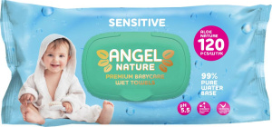 Влажные салфетки 120шт ANGEL Sensitive голубой/с клапаном/10 шт*кор/ AN-3