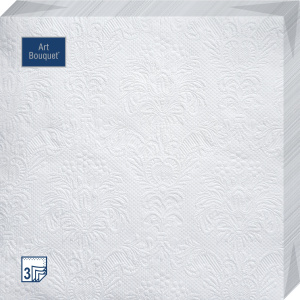 Салфетка 3-сл. 33*33  16л Bouquet   Барокко  белые/12уп*кор/57137