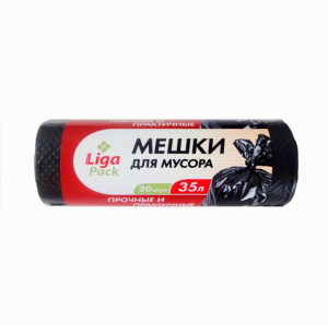 Мешок для мусора  35л. /50*64см 25 мкм/ "Лига" ПВД (20шт.х 40 рул*кор) /10778/ 56