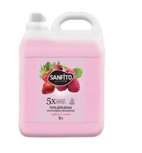 Sanfito 5л  Гель для душа Клубника и малина интенсивное увлажение/ 26699