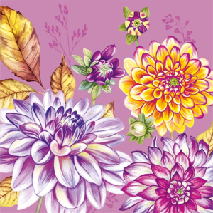 Салфетка 3-сл. 33*33  20л Bouquet Home Collection Classic  Георгины на розовом /12пач*кор/25338