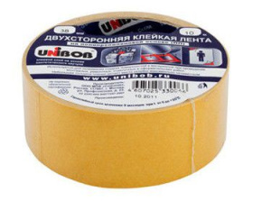 Клейкая лента двухсторонняя 38 х 10м полипропилен  /48шт*кор/  UNIBOB К01466