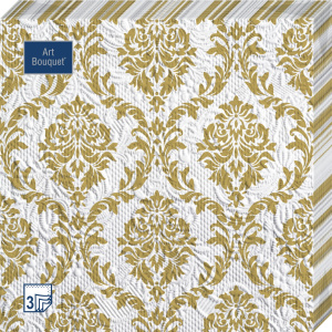 Салфетка 3-сл. 33*33  16л Bouquet   Барокко Royal золото на белом /12уп*кор/57173