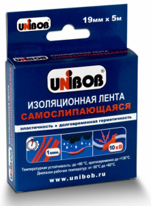Лента электроизоляционная  самослипающаяся 19мм*5м черная   UNIBOB /80шт*кор/ К 48888 Заказная
