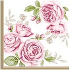 Салфетка 3-сл. 33*33 20л Bouquet Home Collection Classic Роза с золотыми листьями/12пач*кор/25077