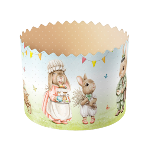 Форма бум. для куличей 150гр., d70/h85 "Ретро зайцы" 20/120шт/ 2400шт/27150322