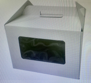 Короб картонный для Торта белый 2 окна с РУЧКОЙ Handle Box 300*300*200мм /25шт/3-части