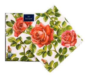Салфетка 3-сл. 33*33 20л Art Bouquet Английская роза /12пач*кор/37400